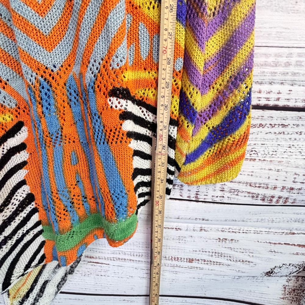 Artsy Pointelle XL Bright Geometric Animal Print Asymmetrical Knit Tunic Top - Picture 6 of 12